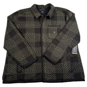 Roark Ember Overshirt Mens XXL Black Plaid Wool Blend Heavyweight Fleece New